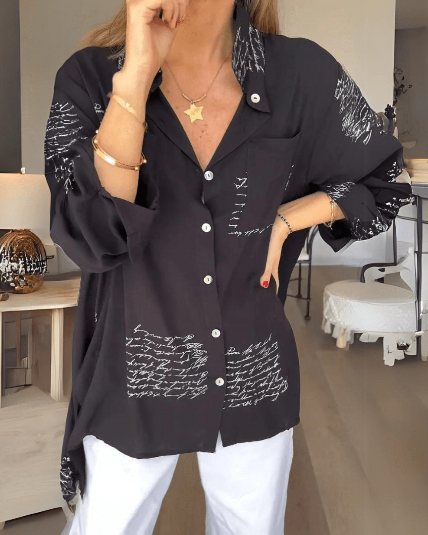 Tiemona™ | Script Button-Up Shirt
