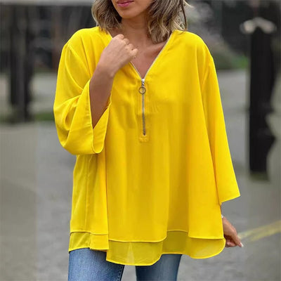 Lorelai™ | Chiffon Zipper Blouse