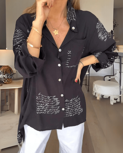Tiemona™ | Script Button-Up Shirt