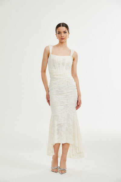 Raya | Elegant Floral Jacquard Dress