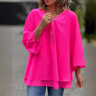 Lorelai™ | Chiffon Zipper Blouse