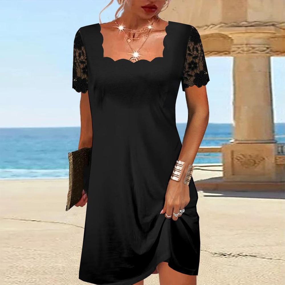 Maria | Scalloped Black Midi