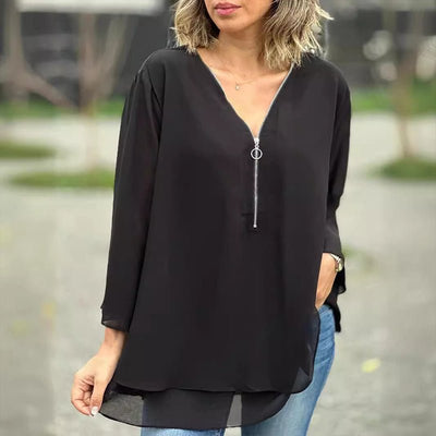 Amina | Chiffon Zipper Blouse