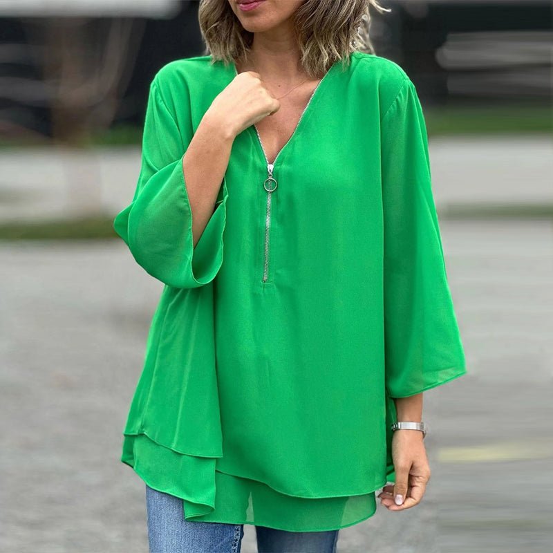 Lorelai™ | Chiffon Zipper Blouse