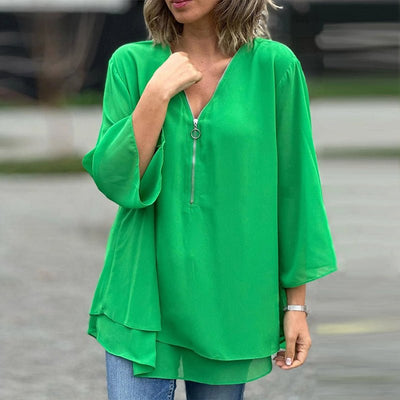 Lorelai™ | Chiffon Zipper Blouse