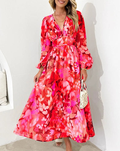 Carolina | Elegant Floral V-Neck Dress