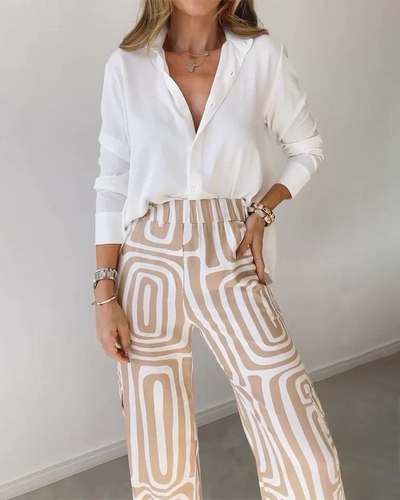 Mila™ | Stylish Loose-Fit Shirt & Wide-Leg Pants Set