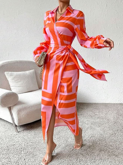 Solana™ | Elegant Striped Wrap Dress