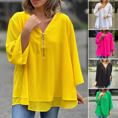 Lorelai™ | Chiffon Zipper Blouse
