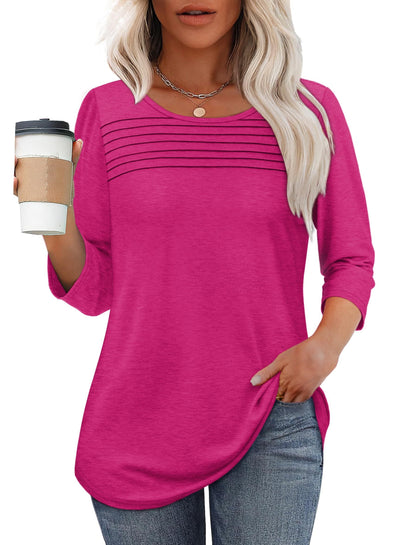 Mona™ | Pleated 3/4 Sleeve Top