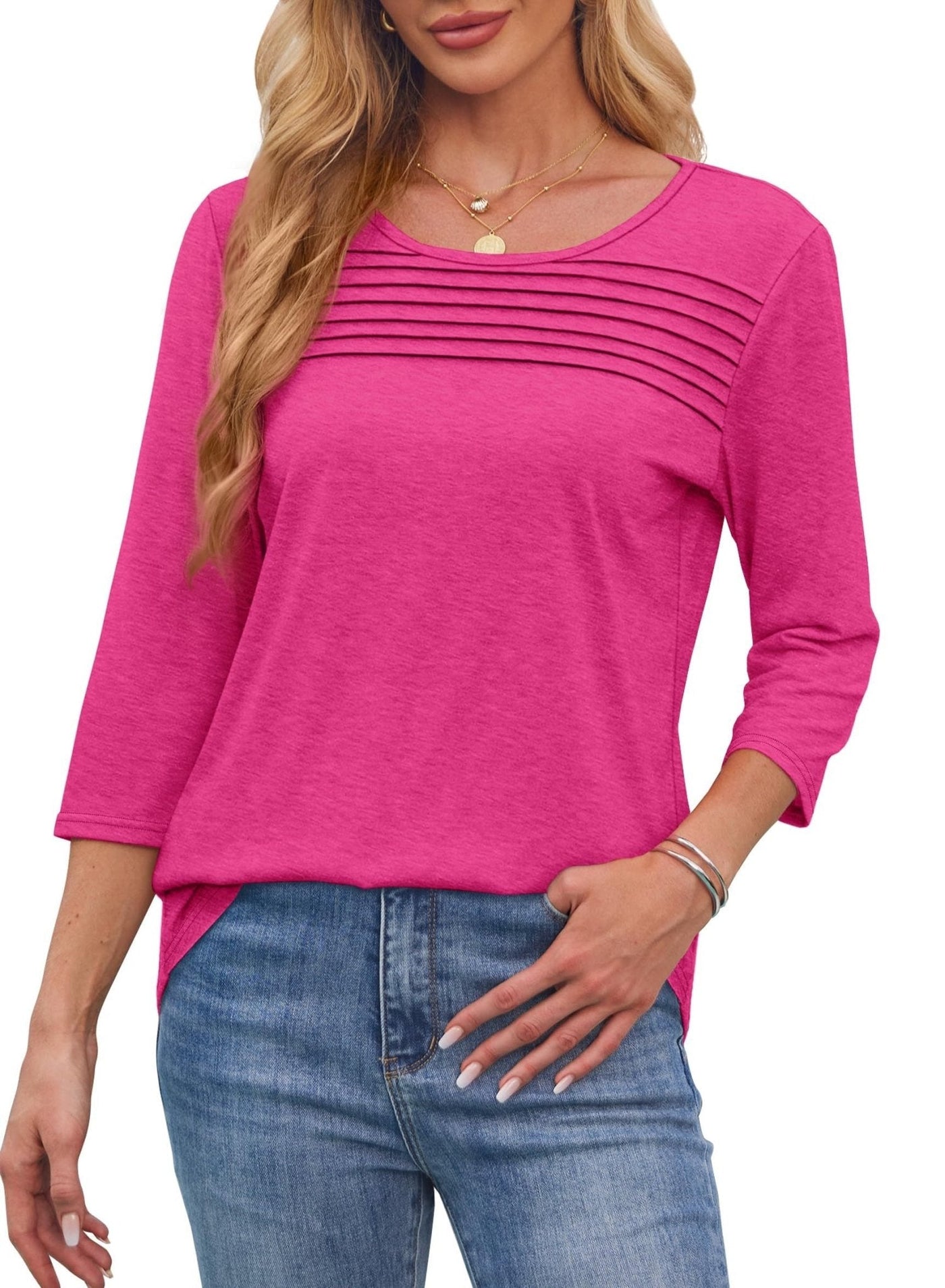 Mona™ | Pleated 3/4 Sleeve Top
