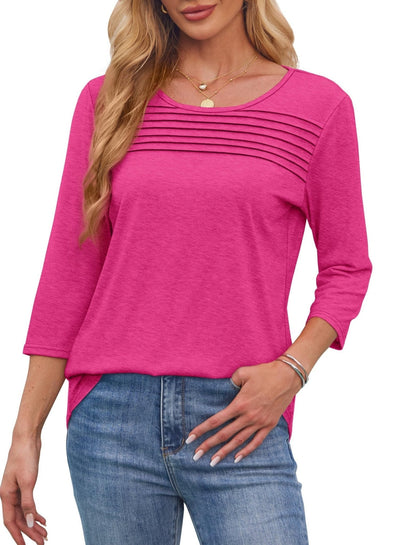 Mona™ | Pleated 3/4 Sleeve Top