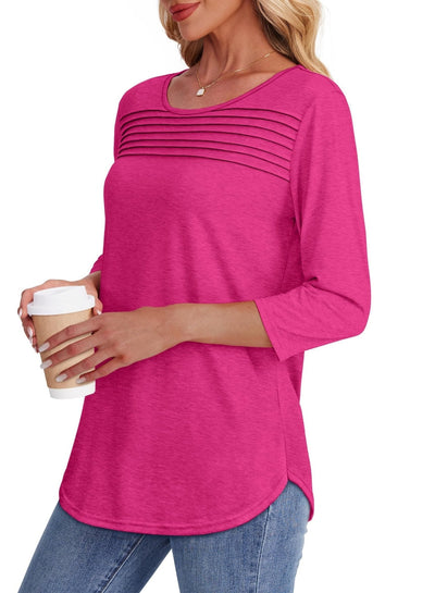 Mona™ | Pleated 3/4 Sleeve Top