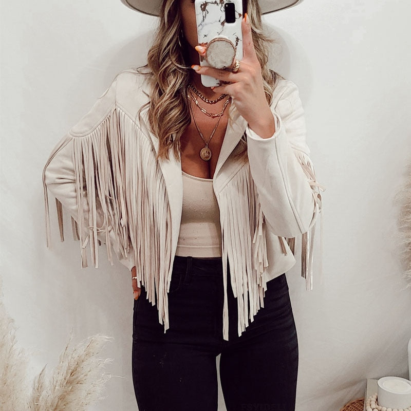 KATHERINA | Fashion Suede Fringed Jacket