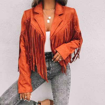 KATHERINA | Fashion Suede Fringed Jacket