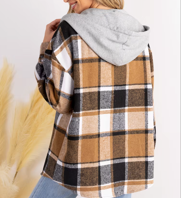 Hooded Jacket – Plaid Design & Warm Fleece Lining