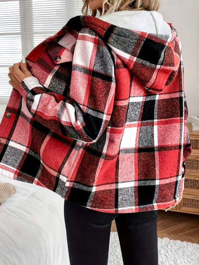 Hooded Jacket – Plaid Design & Warm Fleece Lining