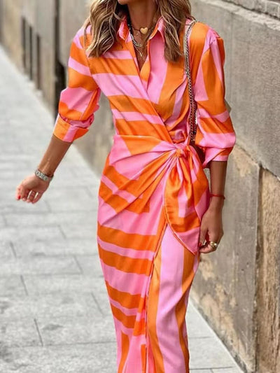 Solana™ | Elegant Striped Wrap Dress