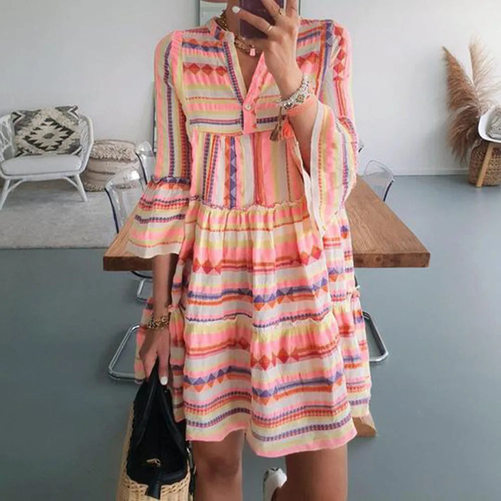 Anika™ | Boho Chic Striped Tunic Dress