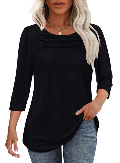 Mona™ | Pleated 3/4 Sleeve Top