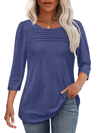 Mona™ | Pleated 3/4 Sleeve Top