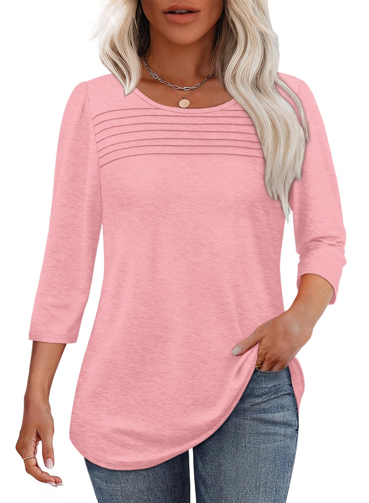 Mona™ | Pleated 3/4 Sleeve Top