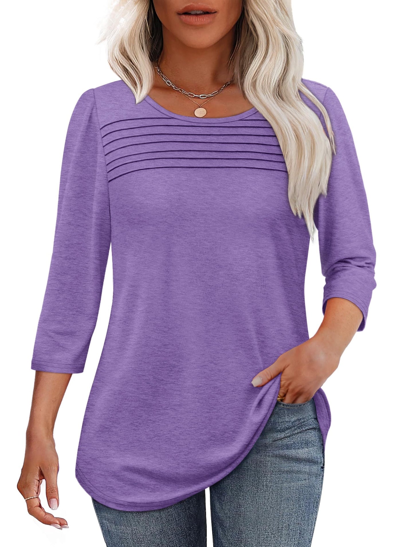 Mona™ | Pleated 3/4 Sleeve Top