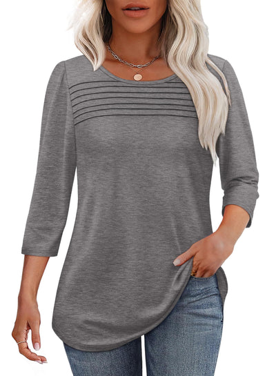 Mona™ | Pleated 3/4 Sleeve Top