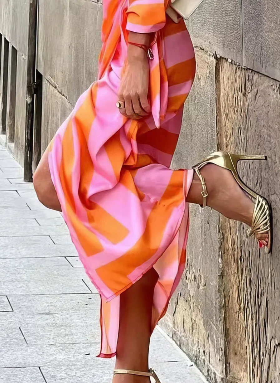 Solana™ | Elegant Striped Wrap Dress