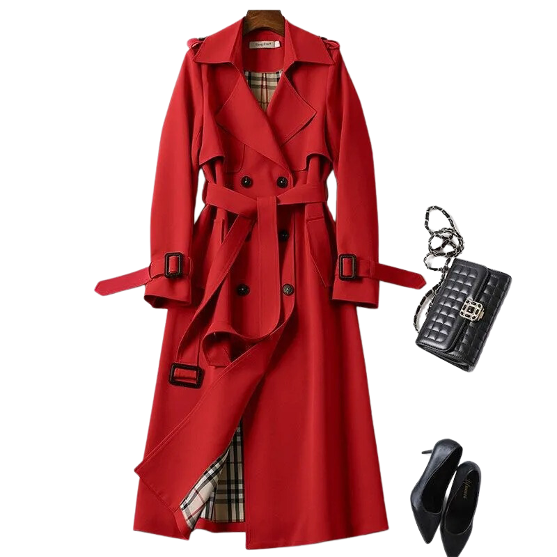 Christai | Women's Long Trench Coat | Buttoned Down Jacket