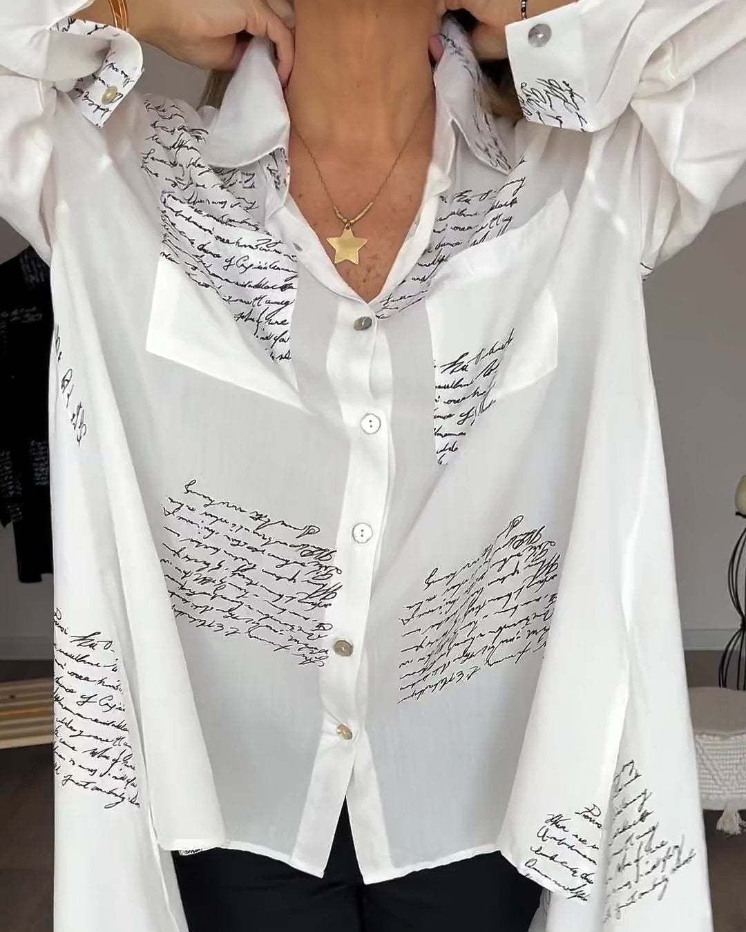 Tiemona™ | Script Button-Up Shirt
