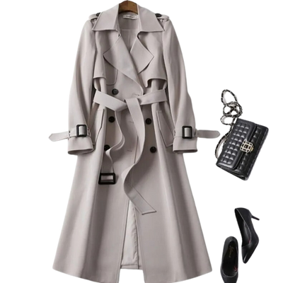 Christai | Women's Long Trench Coat | Buttoned Down Jacket