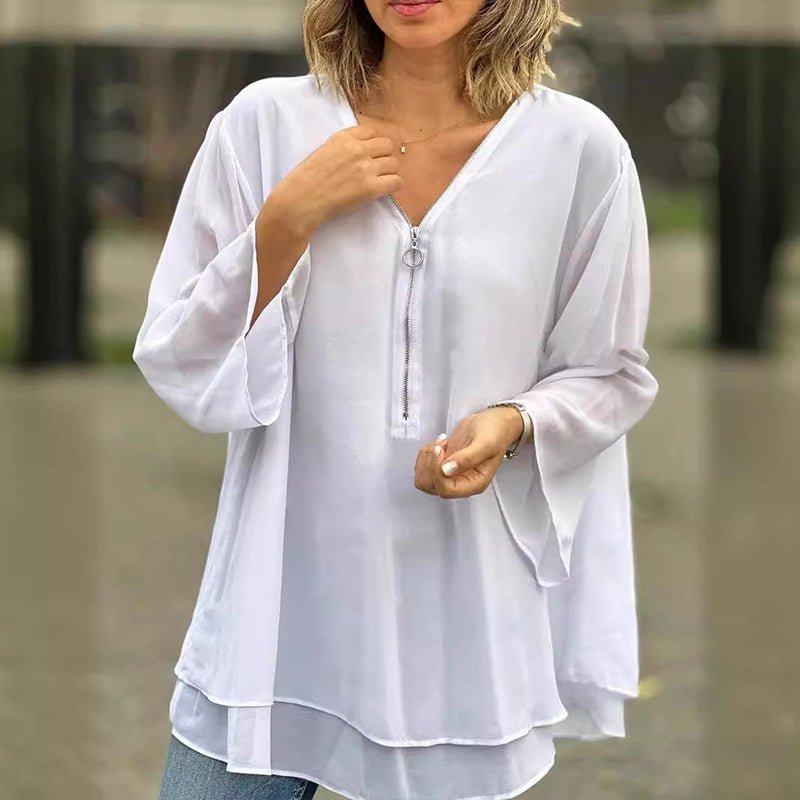 Amina | Chiffon Zipper Blouse
